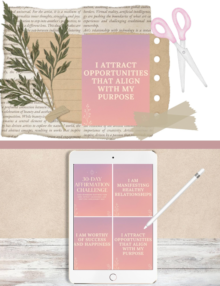 Digital Affirmation Cards | 30-Day Printable Mindset & Manifestation Deck for Self-Care, Positivity & Daily Motivation