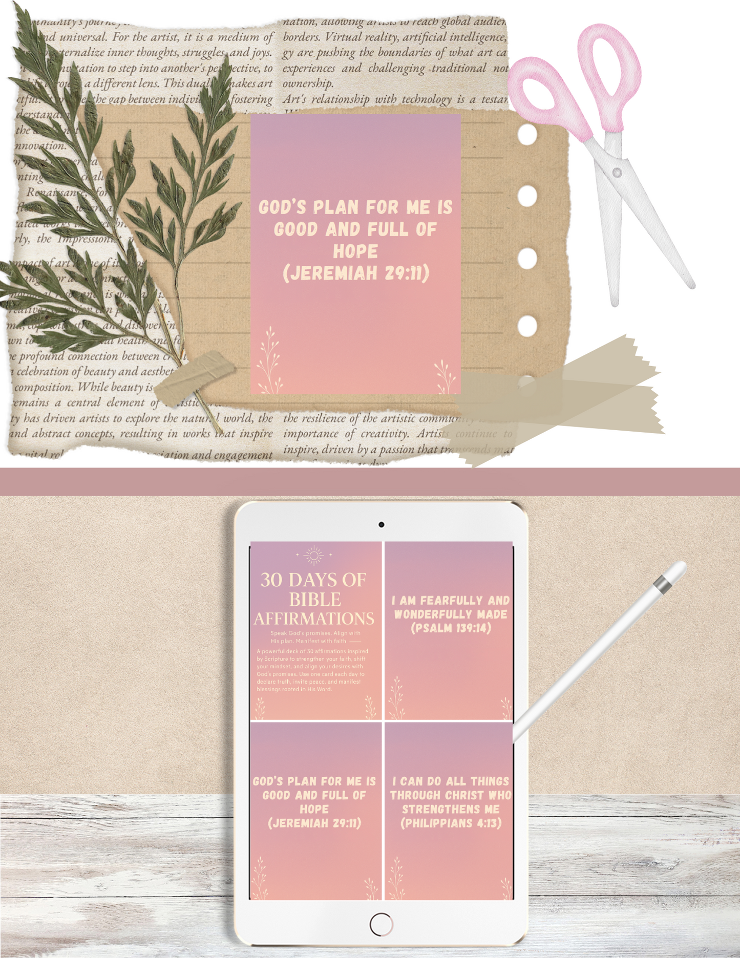30-Day Bible Affirmation Cards | Scripture Deck | Printable & Digital Faith Gift for Prayer, Manifestation & Journaling